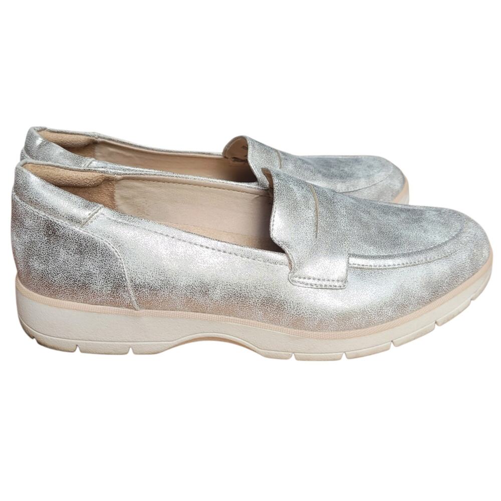 Dr Scholl's Rate Adorn Silver Metallic Loafers Women's 8.5M Slip On